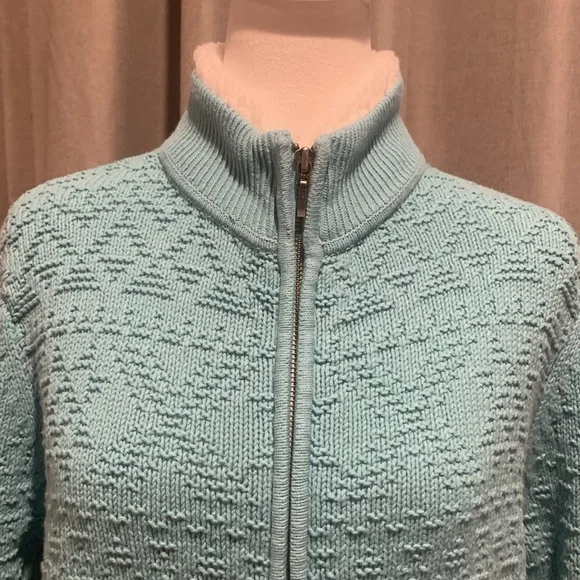Croft & Barrow Full Zip Turquoise Jacket with Sherpa Collar Size Large - Picture 3 of 15